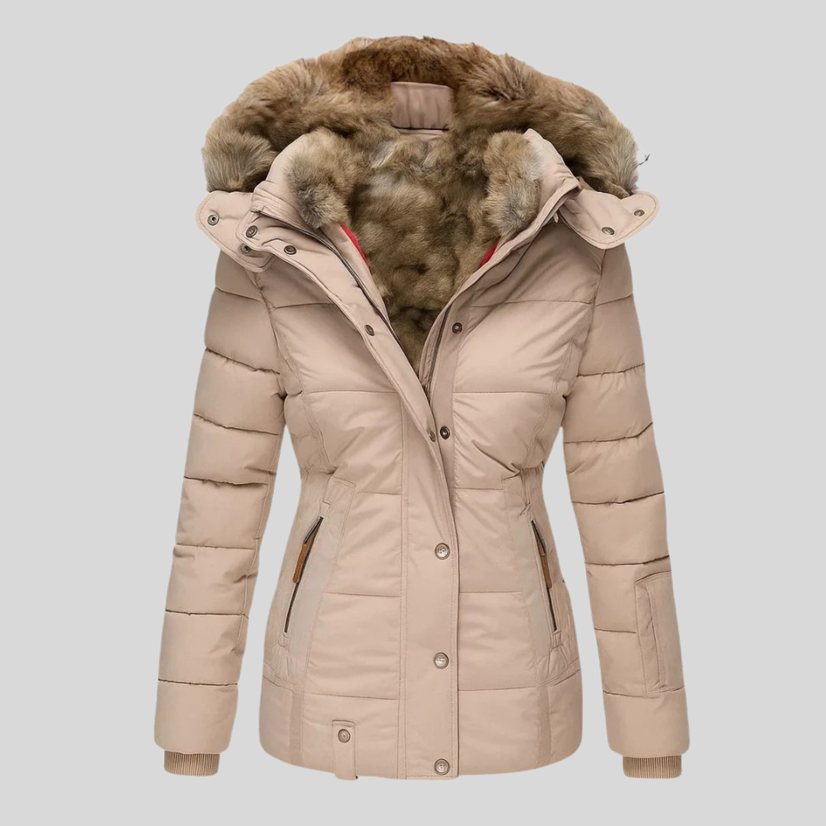 Bruna™ | Parka acolchada con capucha de piel sintética