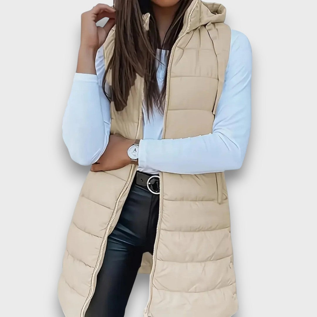 Livia | Chaleco acolchado sin mangas con capucha casual