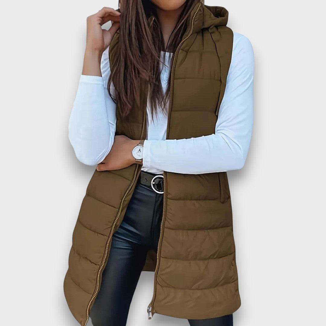 Livia | Chaleco acolchado sin mangas con capucha casual