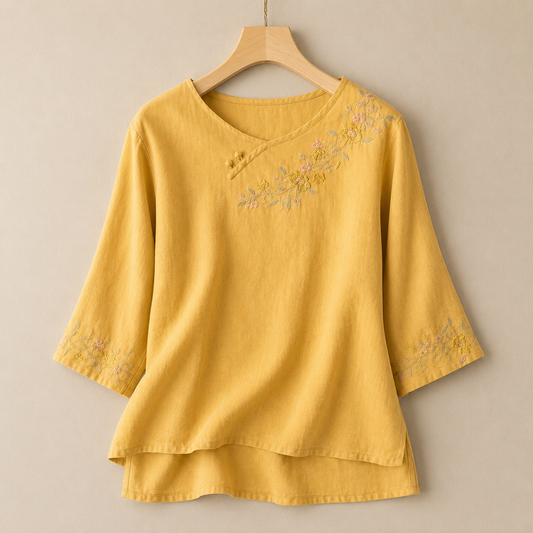 Blusa de Algodón y Lino Amoura