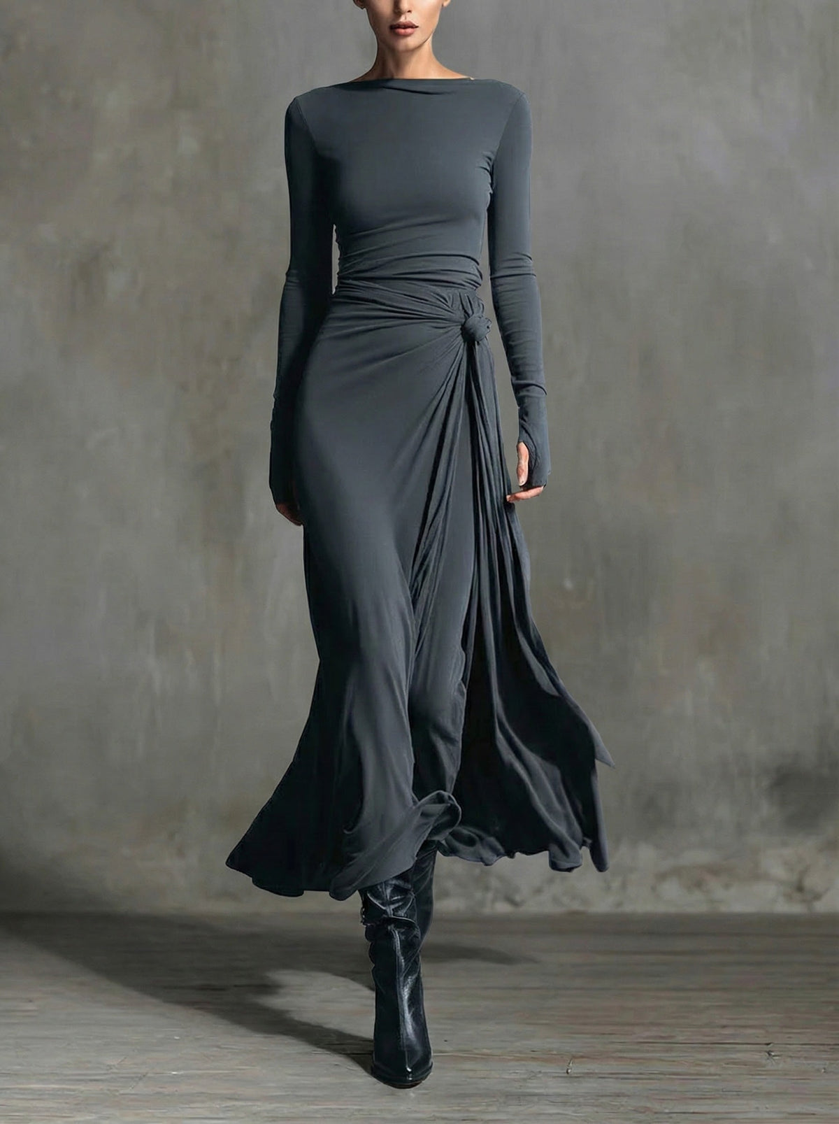 Naiara | Vestido largo con nudo lateral