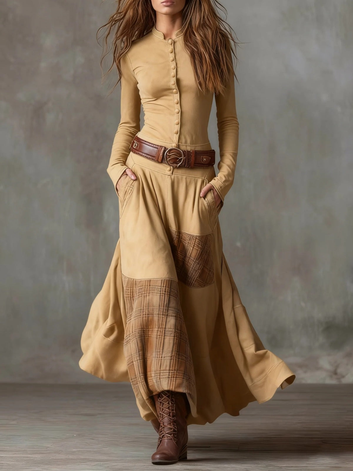 Livia – Maxivestido de ante con cinturón