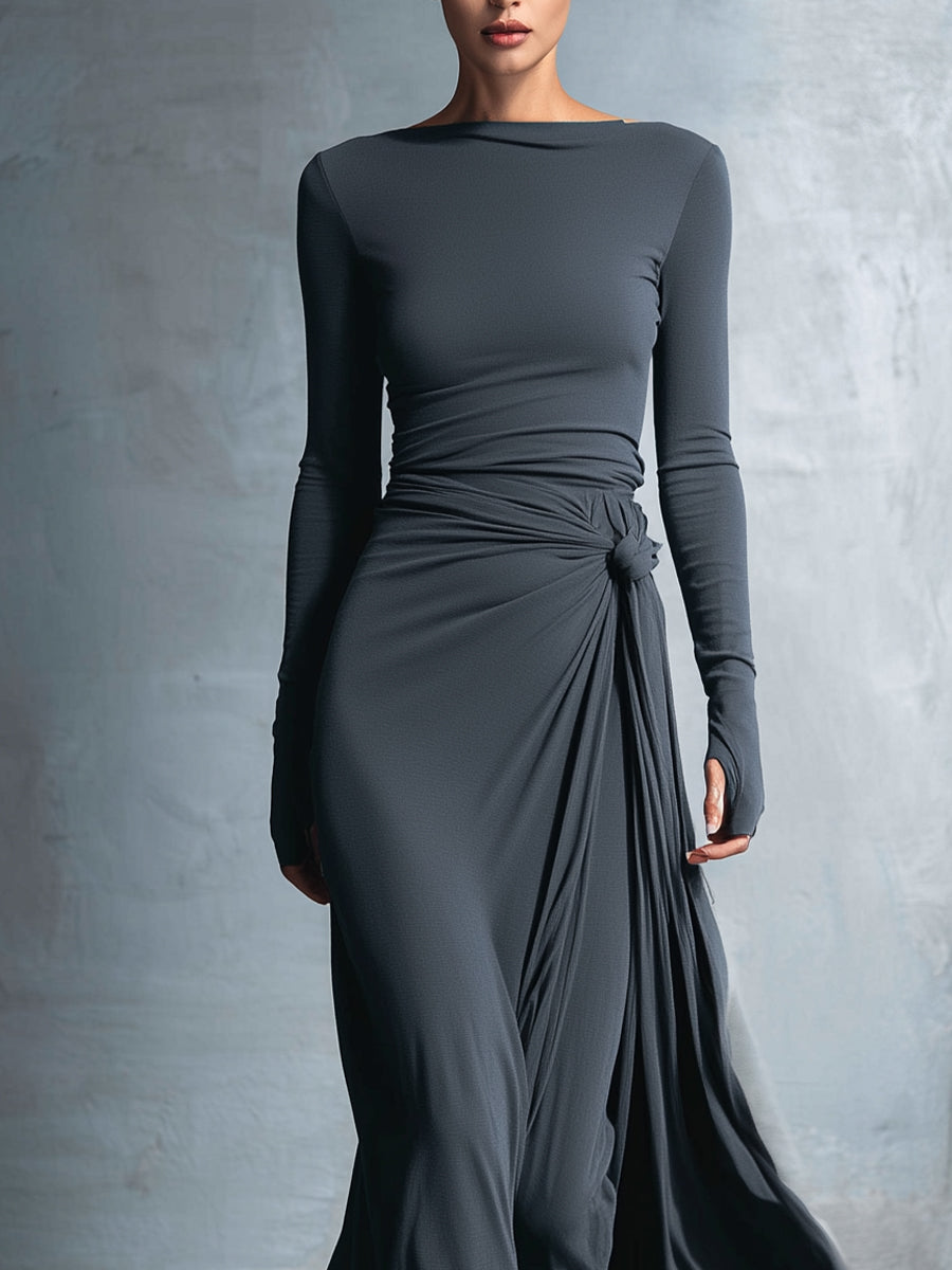 Naiara | Vestido largo con nudo lateral