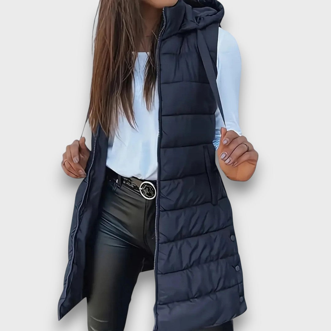 Livia | Chaleco acolchado sin mangas con capucha casual