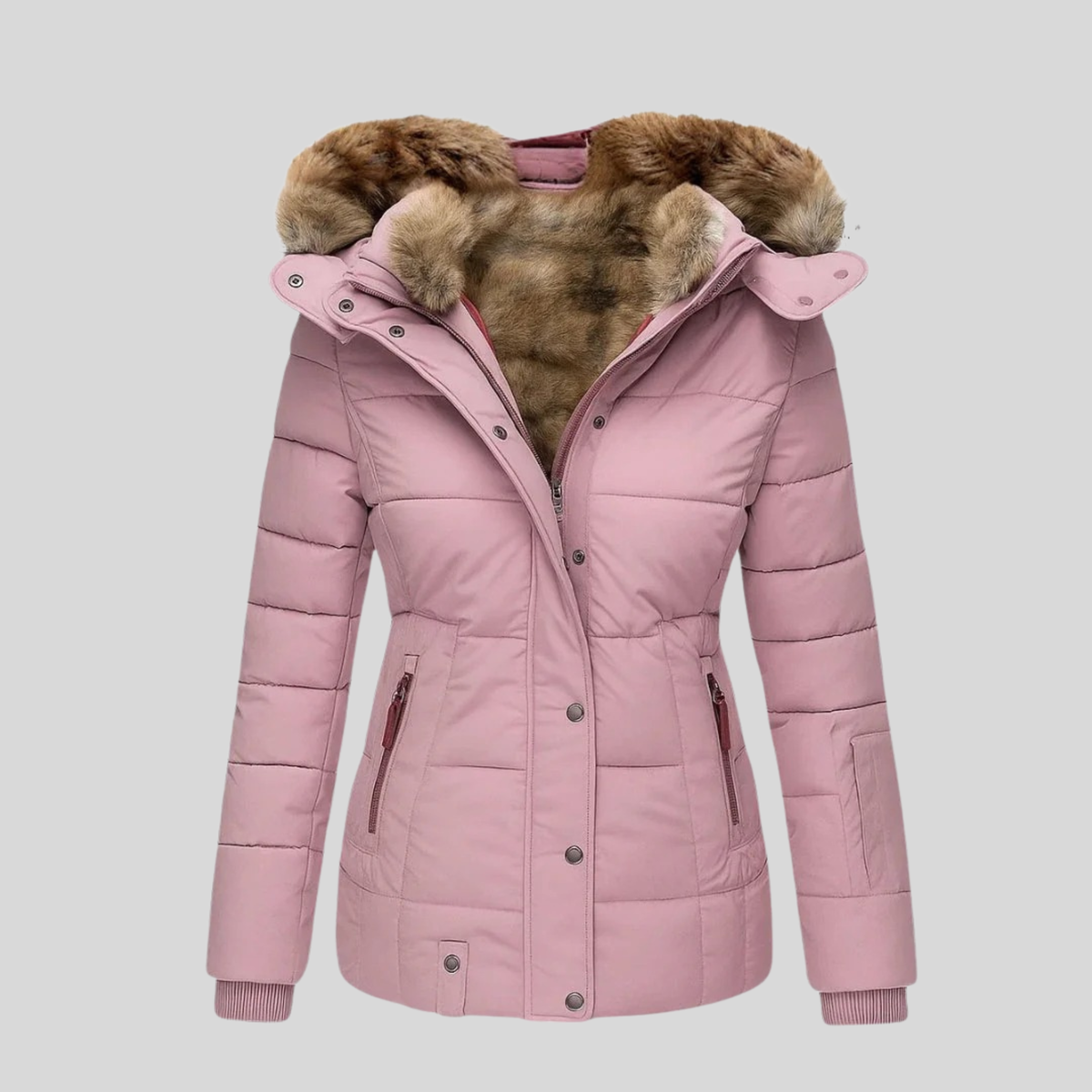 Bruna™ | Parka acolchada con capucha de piel sintética
