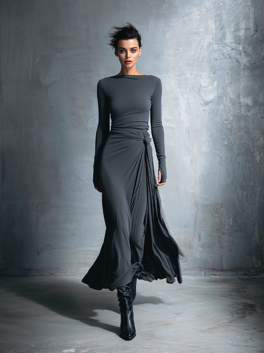 Naiara | Vestido largo con nudo lateral