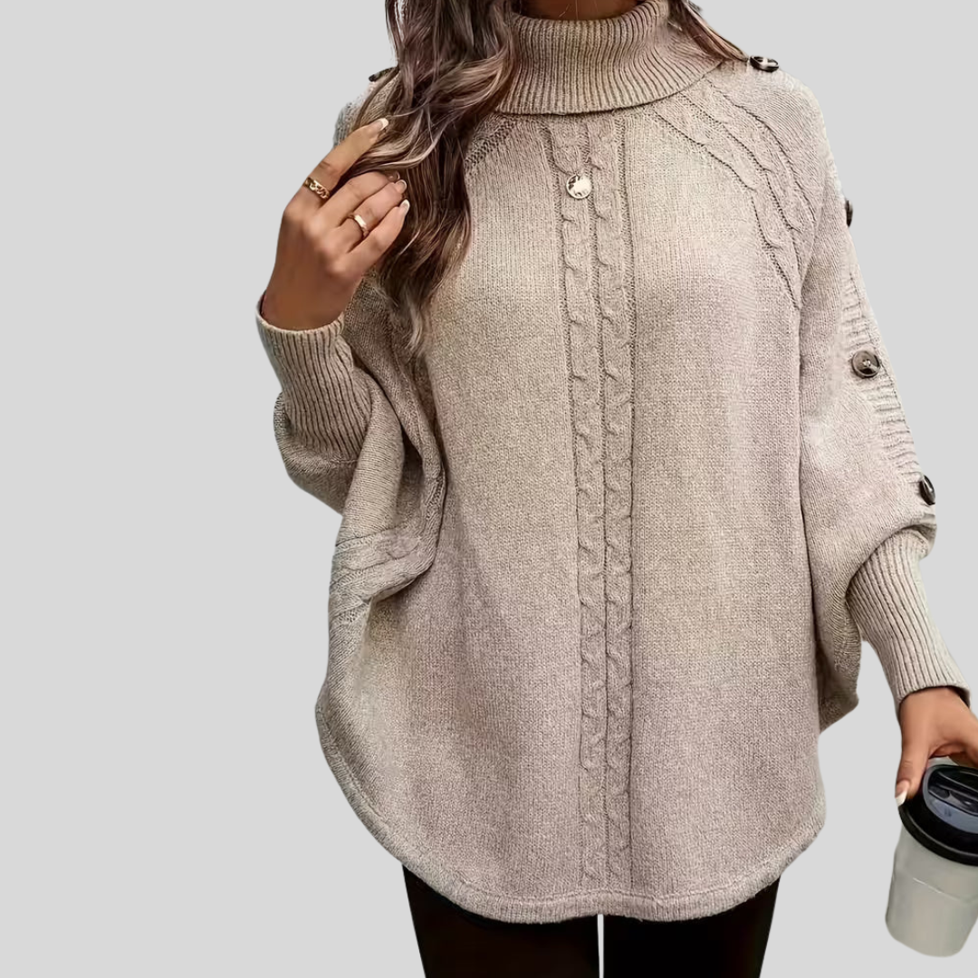 DELACROIX | Poncho de Cuello Vuelto Trenzado para Mujer Léa