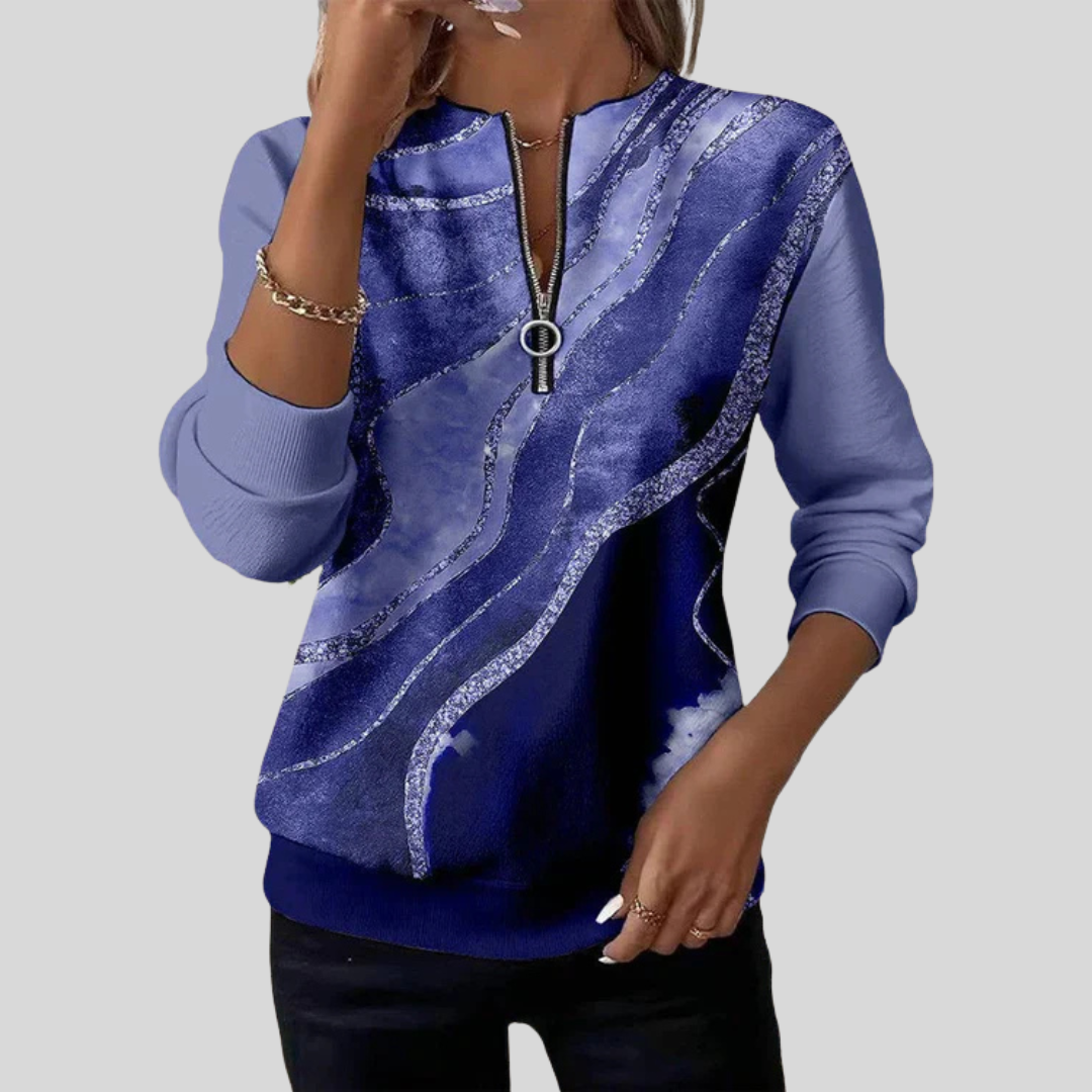 CATALINA | Sudadera con cremallera y estampado marmoleado