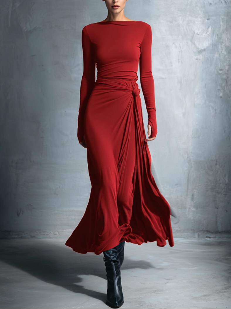 Naiara | Vestido largo con nudo lateral