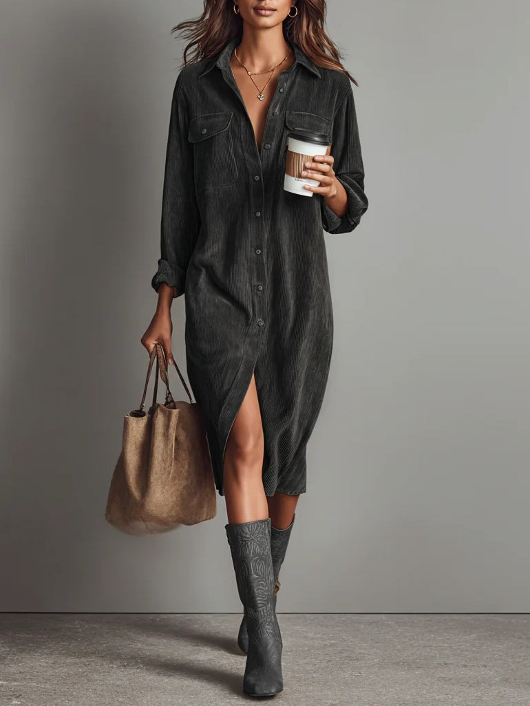 Rosaria – Vestido midi amplio con bolsillos dobles