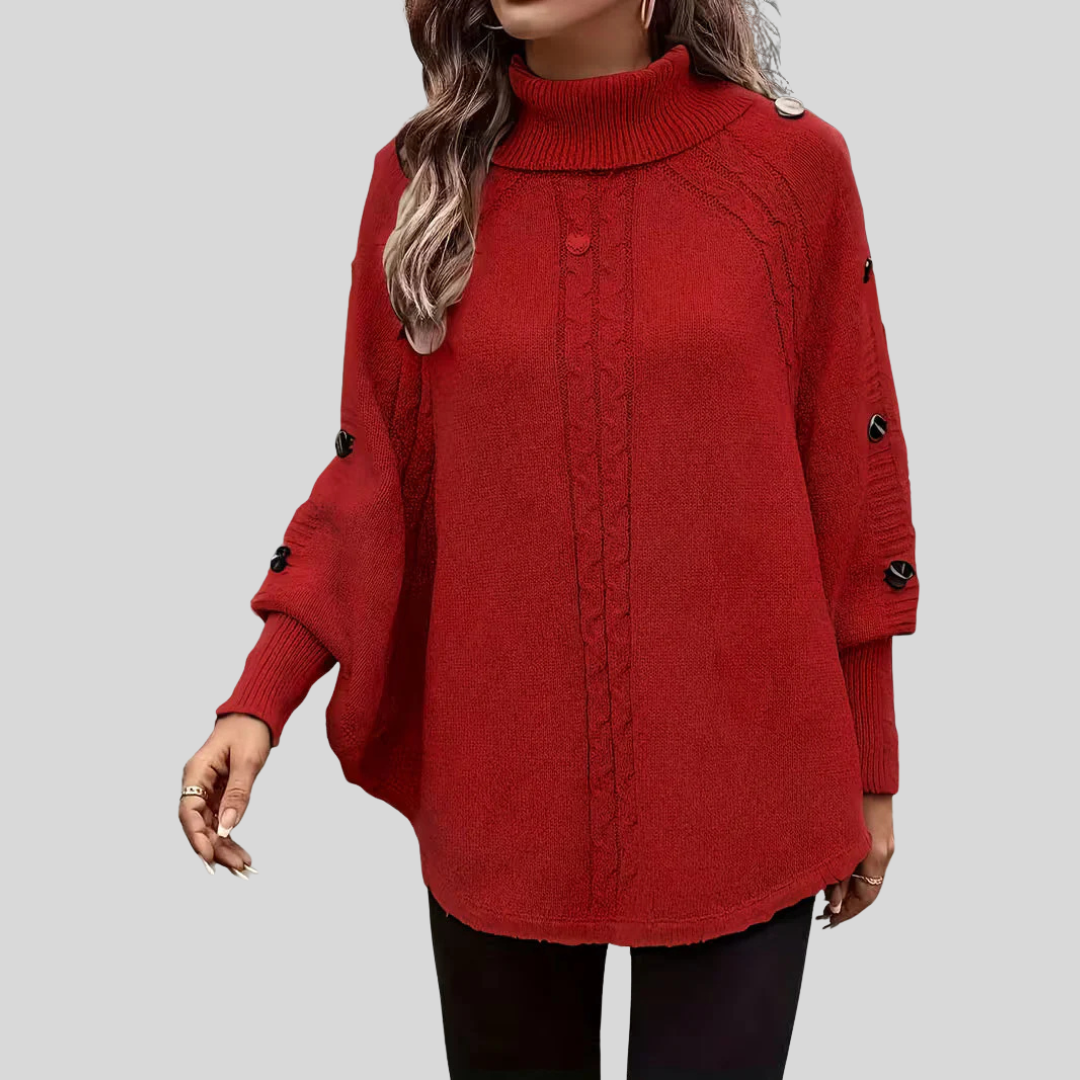 DELACROIX | Poncho de Cuello Vuelto Trenzado para Mujer Léa