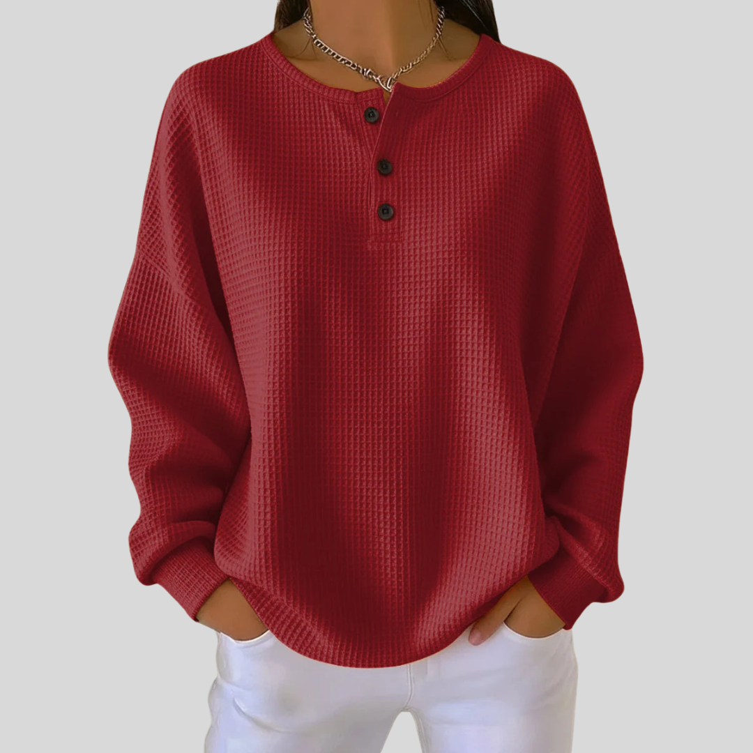 JUNE | Sudadera Henley con textura gofrada