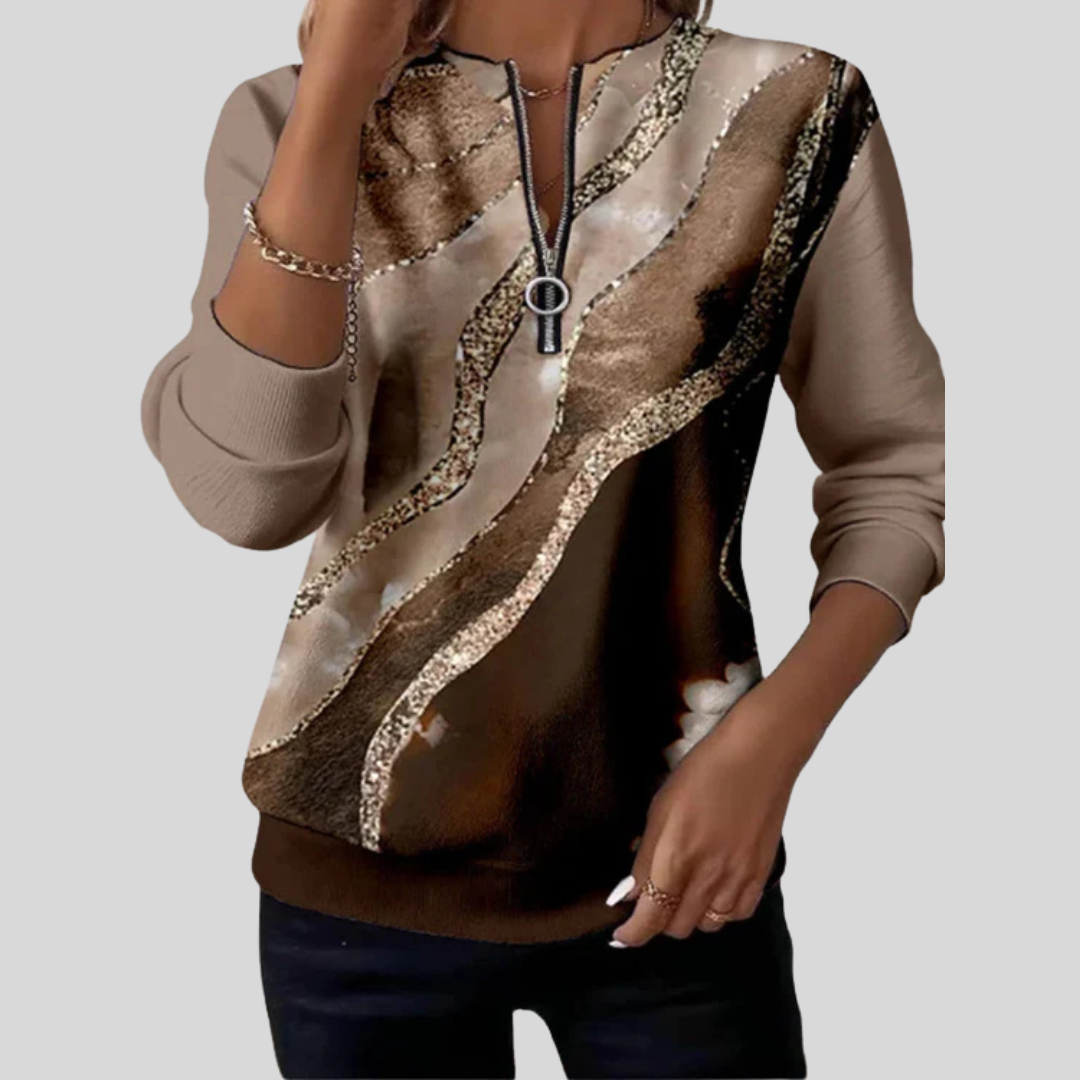 CATALINA | Sudadera con cremallera y estampado marmoleado