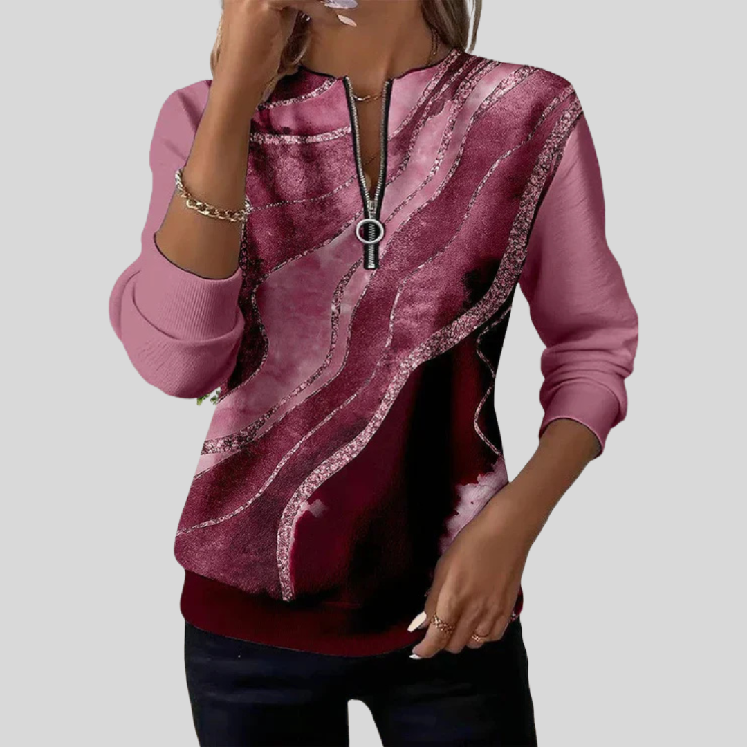 CATALINA | Sudadera con cremallera y estampado marmoleado