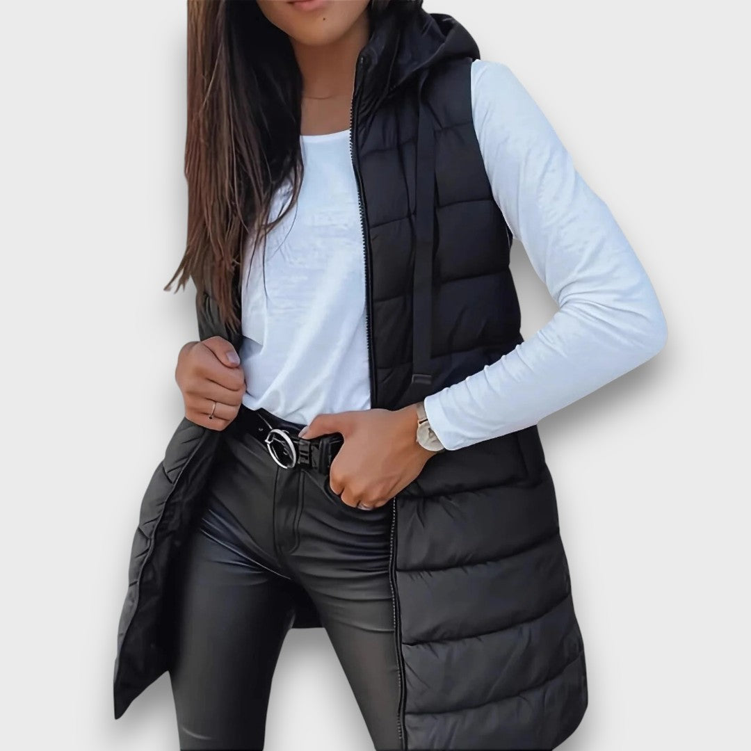 Livia | Chaleco acolchado sin mangas con capucha casual