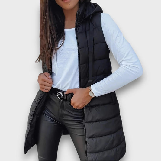 Livia | Chaleco acolchado sin mangas con capucha casual