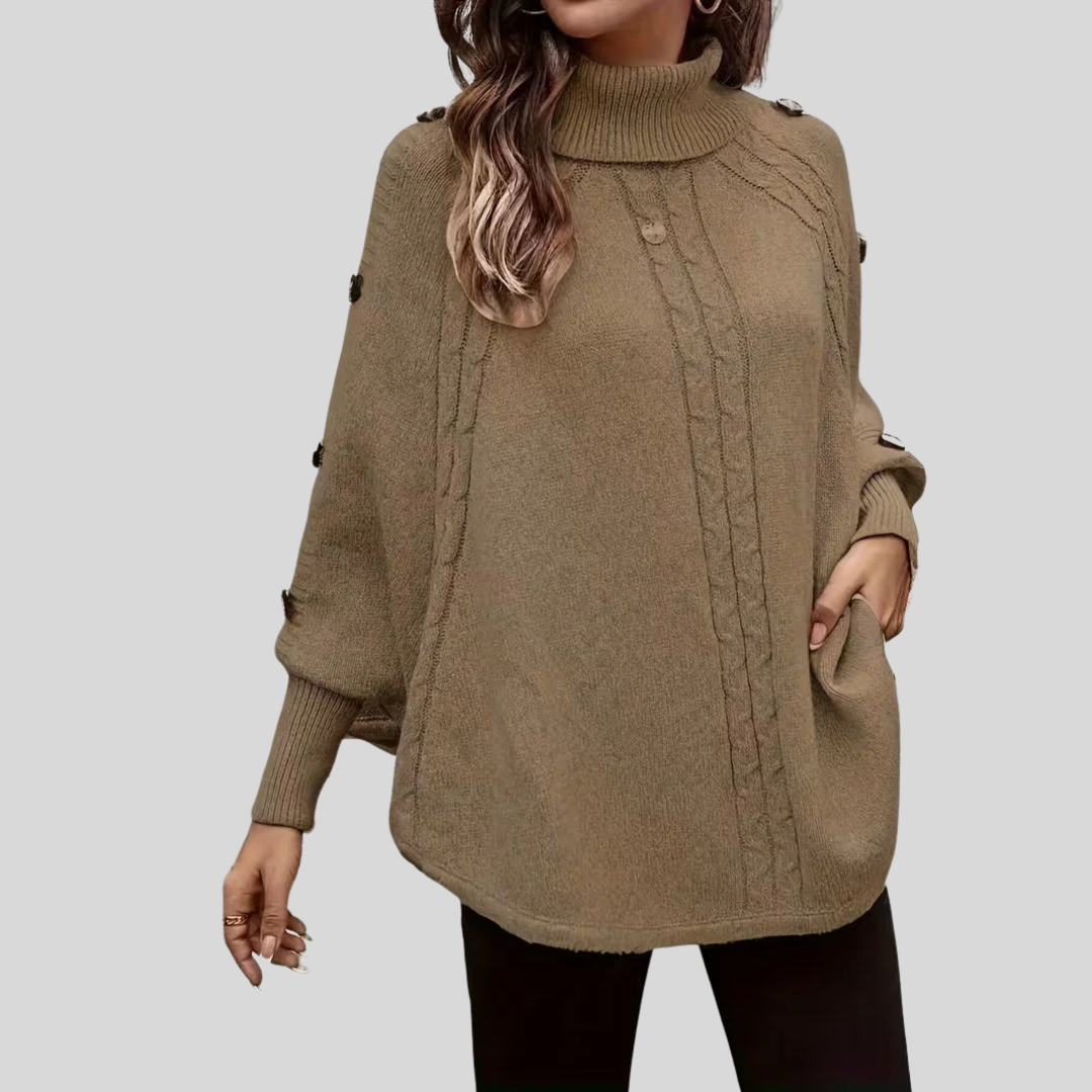 DELACROIX | Poncho de Cuello Vuelto Trenzado para Mujer Léa