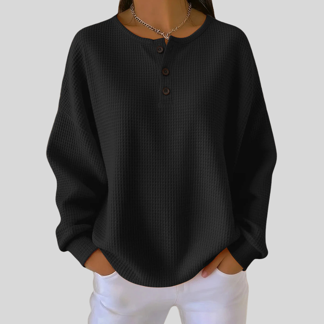 JUNE | Sudadera Henley con textura gofrada