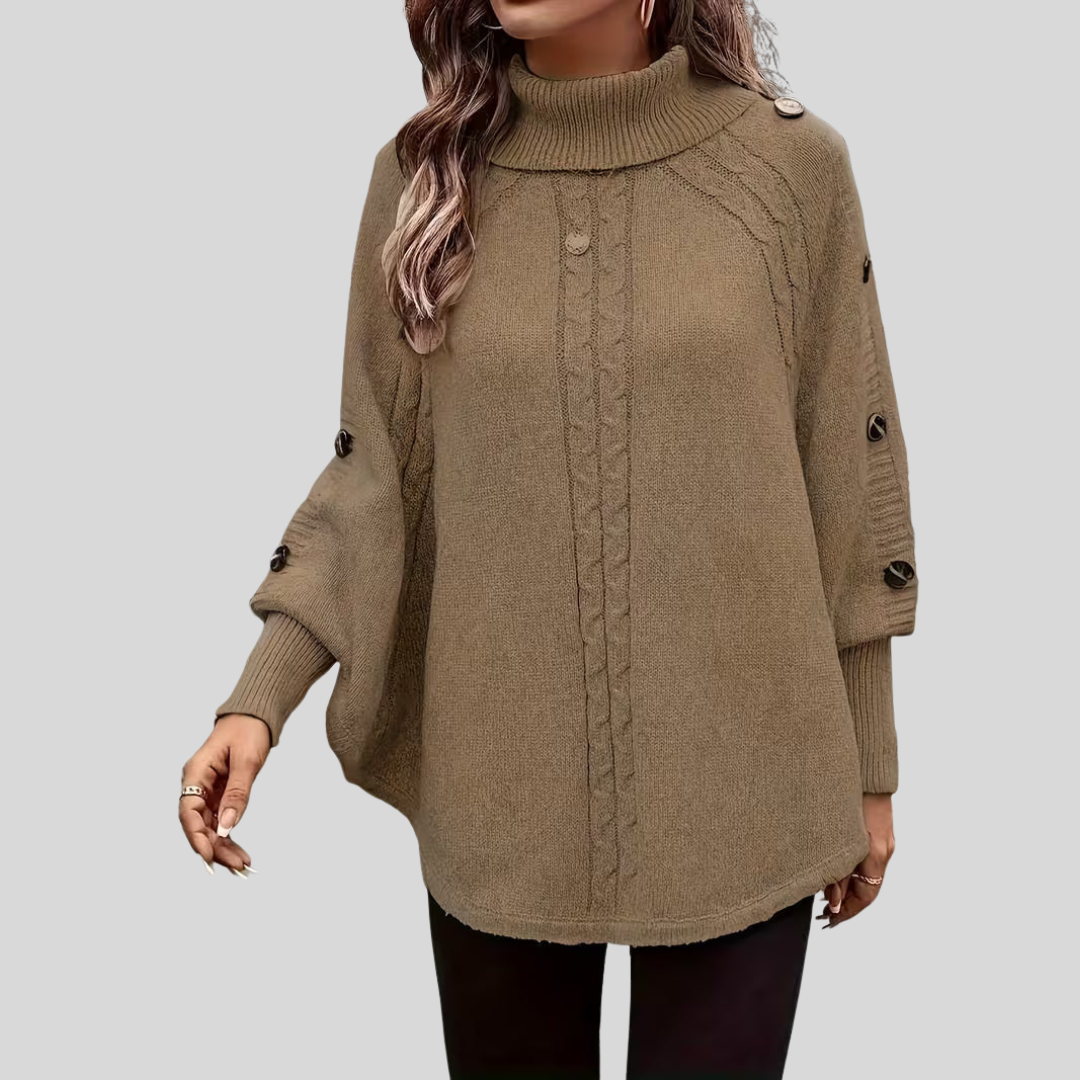 DELACROIX | Poncho de Cuello Vuelto Trenzado para Mujer Léa