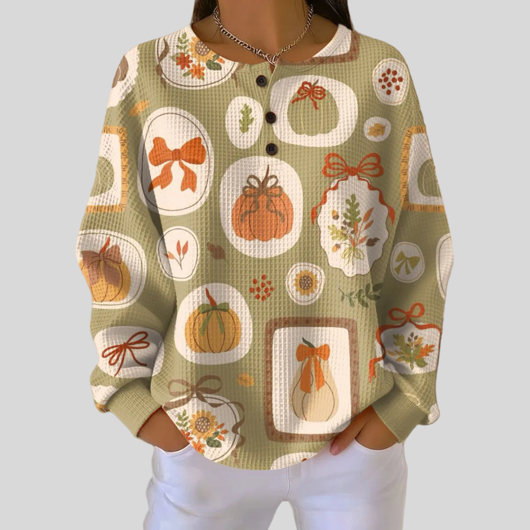 CATALINA | Sudadera gofrada con motivo de calabazas