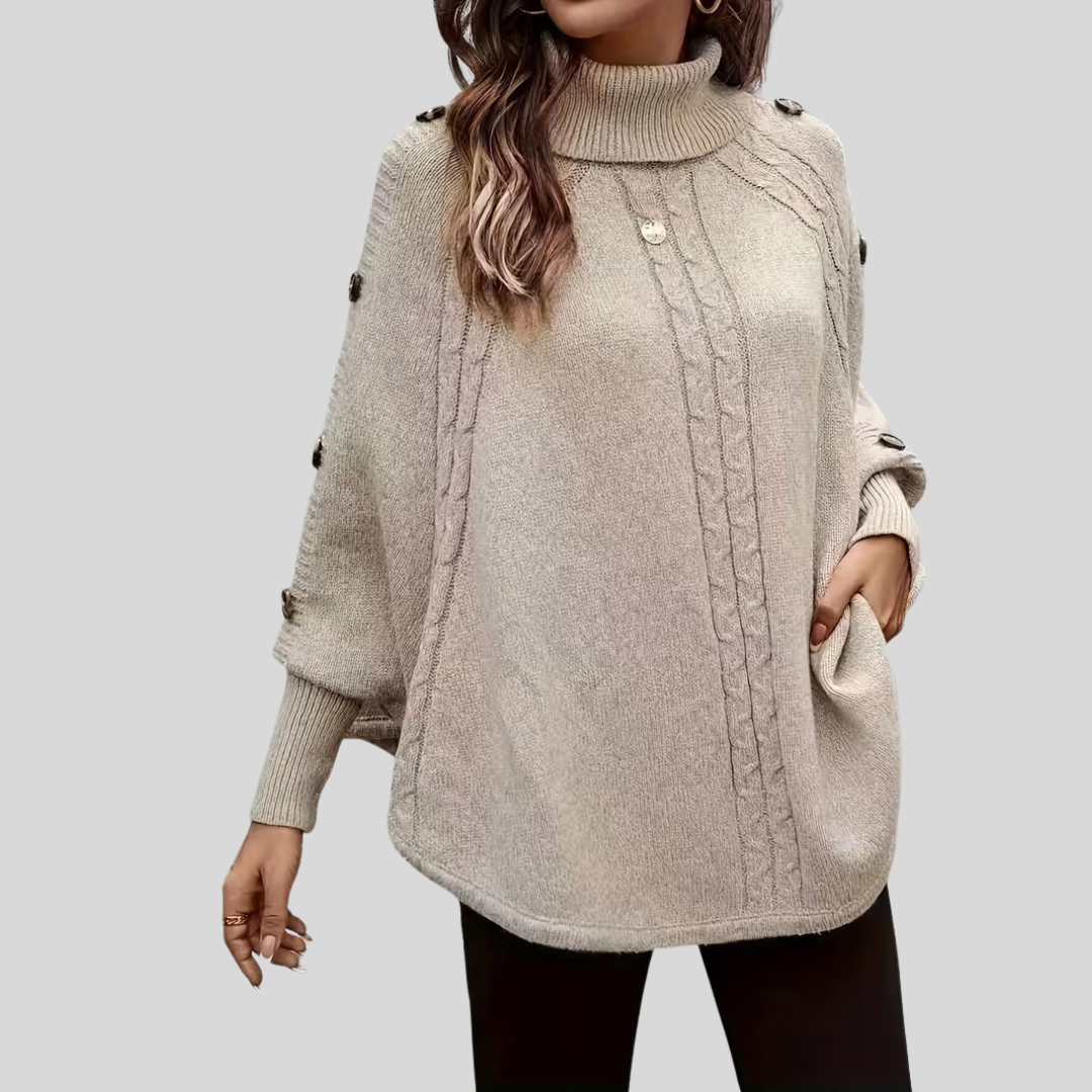 DELACROIX | Poncho de Cuello Vuelto Trenzado para Mujer Léa