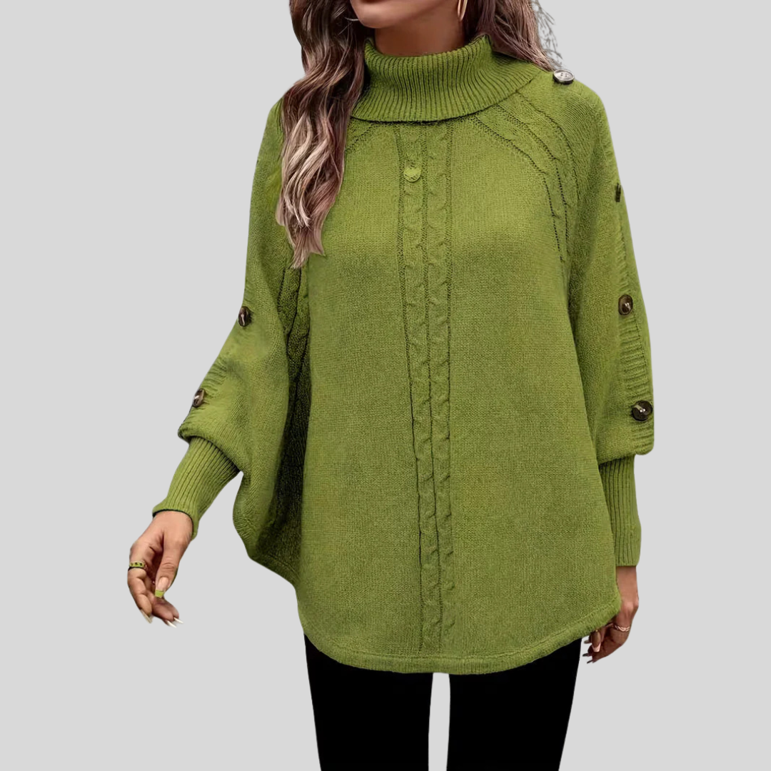 DELACROIX | Poncho de Cuello Vuelto Trenzado para Mujer Léa