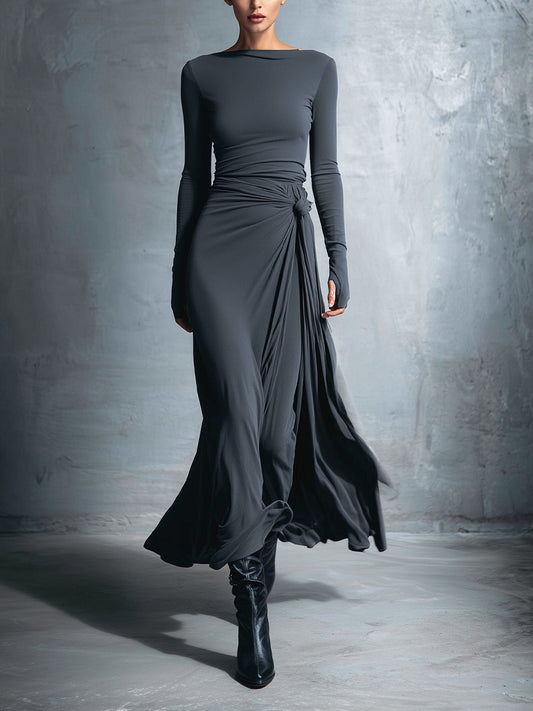 Naiara | Vestido largo con nudo lateral