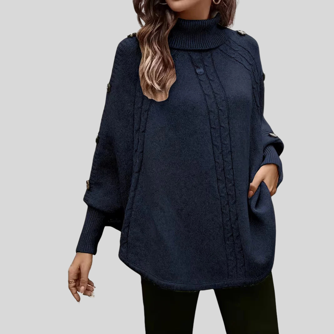 DELACROIX | Poncho de Cuello Vuelto Trenzado para Mujer Léa