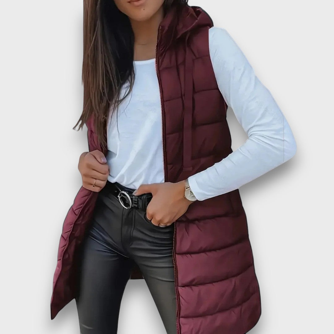 Livia | Chaleco acolchado sin mangas con capucha casual