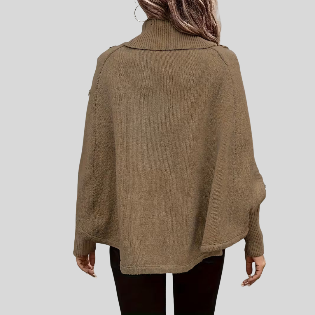 DELACROIX | Poncho de Cuello Vuelto Trenzado para Mujer Léa