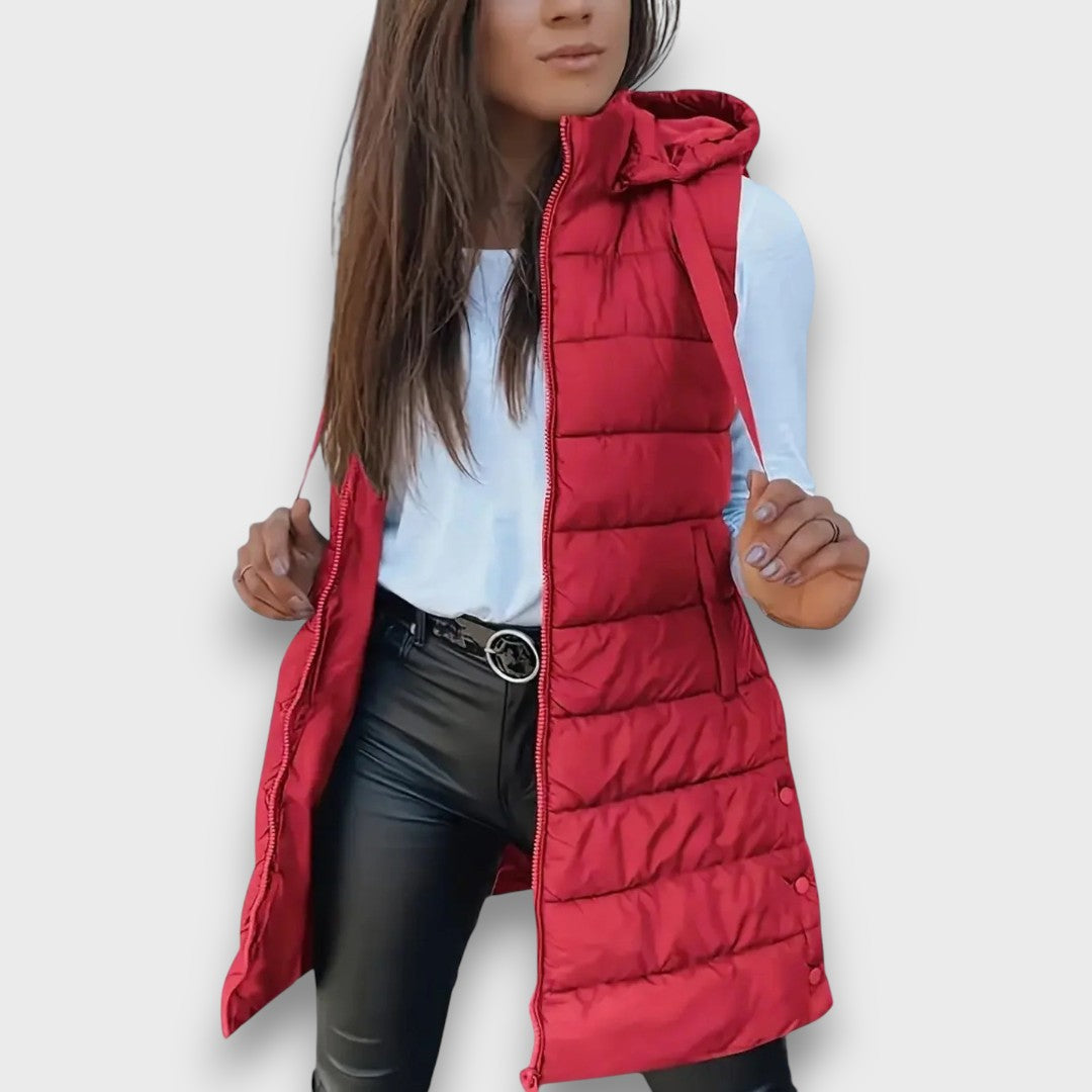 Livia | Chaleco acolchado sin mangas con capucha casual