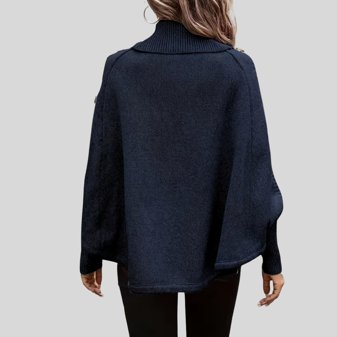 DELACROIX | Poncho de Cuello Vuelto Trenzado para Mujer Léa