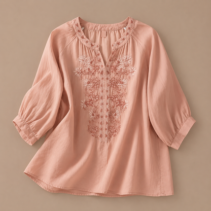 Blusa Floral de Algodón y Lino Alessa