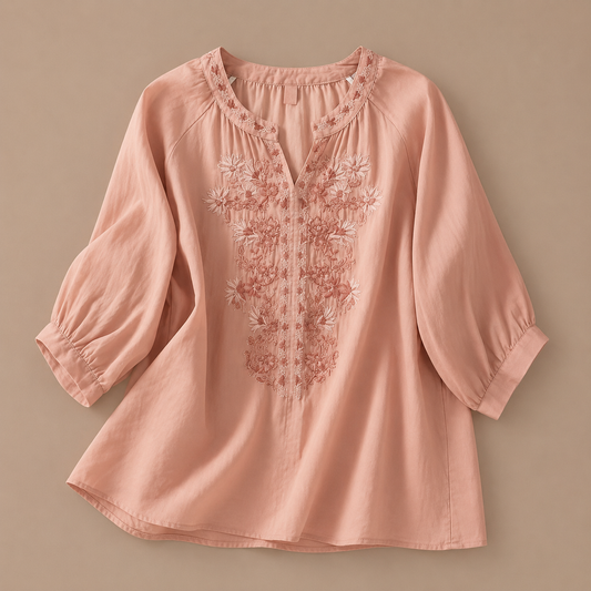 Blusa Floral de Algodón y Lino Alessa