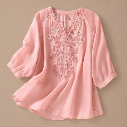 Blusa Floral de Algodón y Lino Alessa