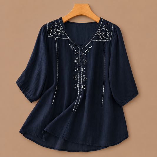 Blusa de Algodón y Lino Aviva