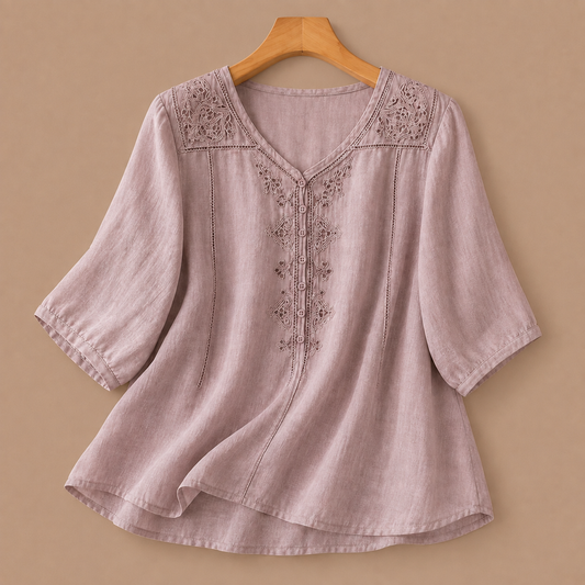 Blusa de Algodón y Lino Aviva