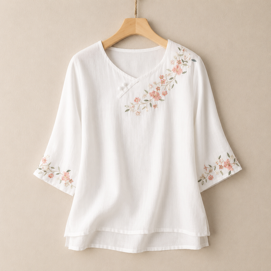 Blusa de Algodón y Lino Amoura