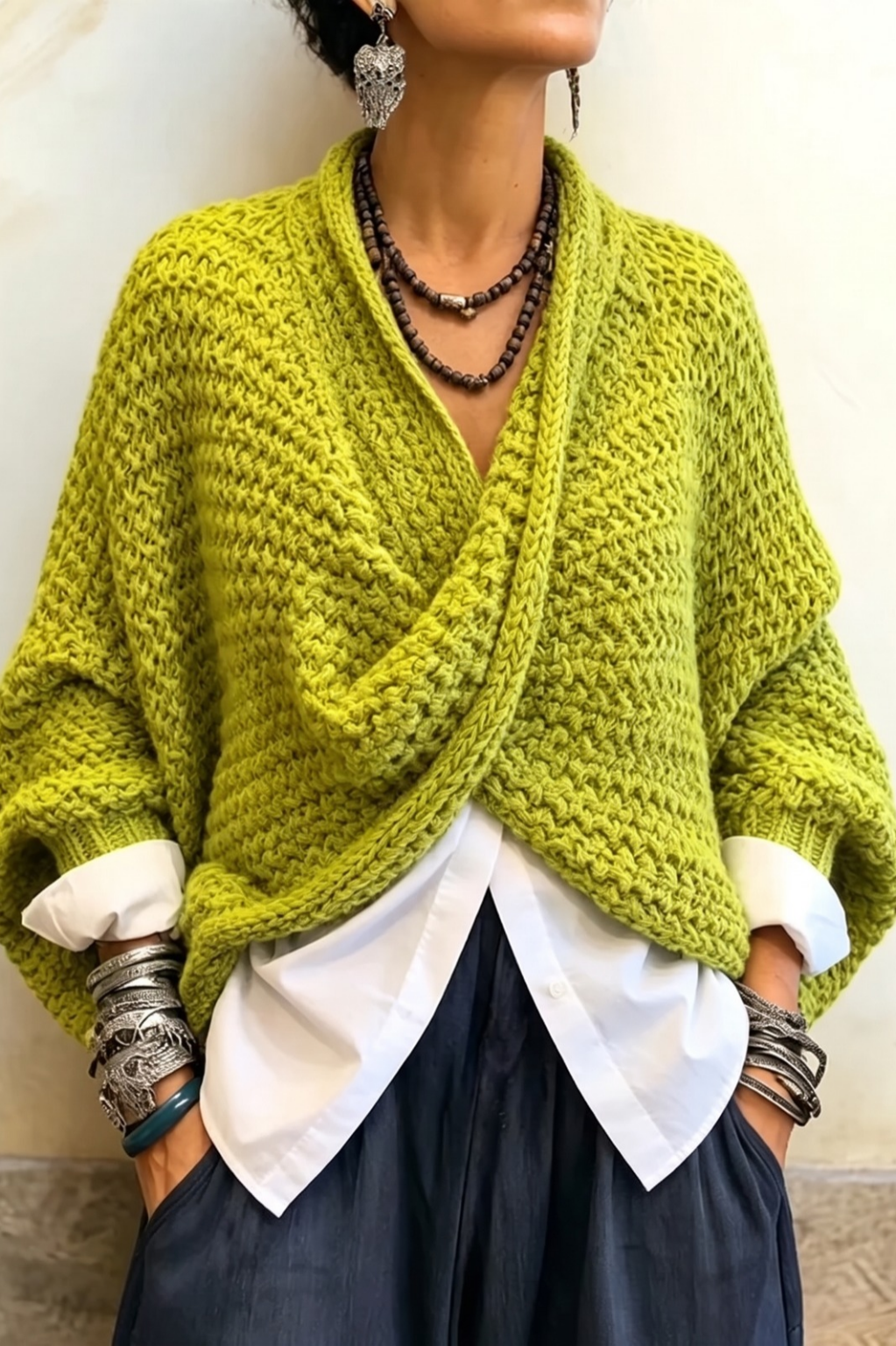 Antonella | Suéter con escote cruzado y mangas murciélago