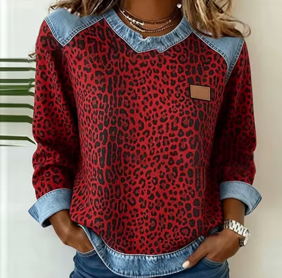 CATALINA | Sudadera de leopardo efecto denim