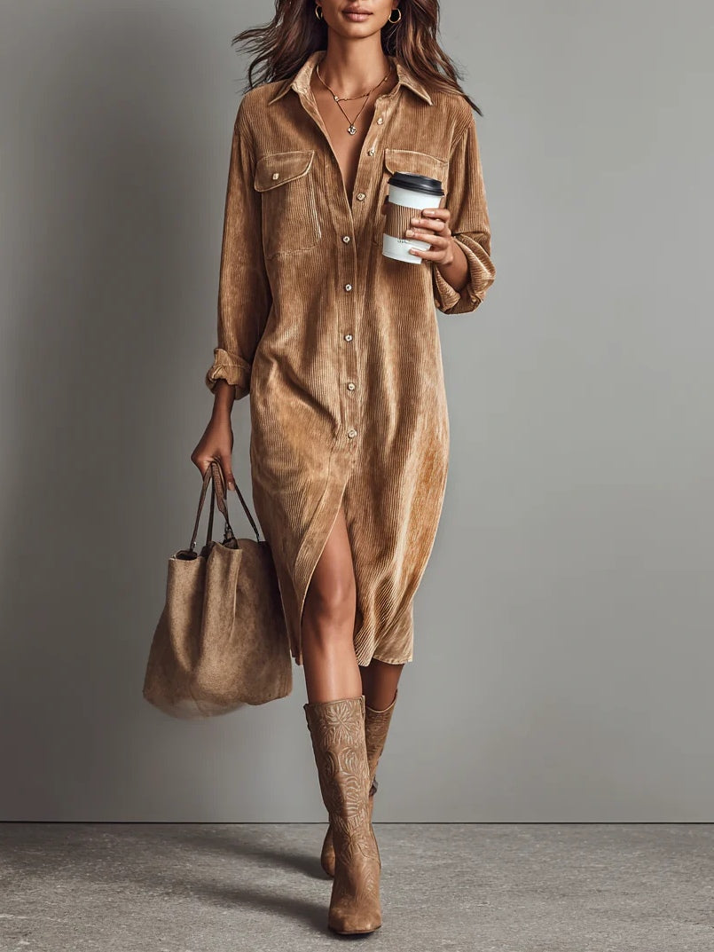 Rosaria – Vestido midi amplio con bolsillos dobles