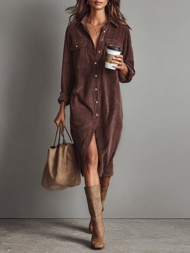 Rosaria – Vestido midi amplio con bolsillos dobles