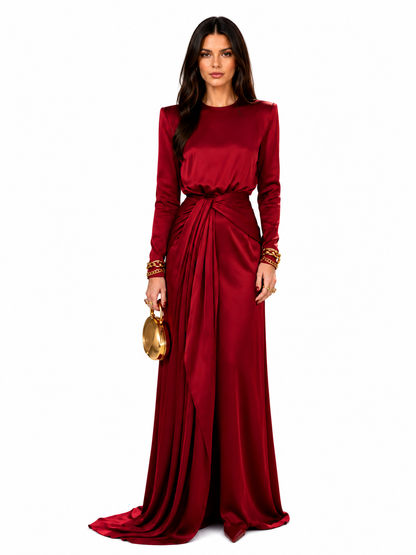 Adela™ | Elegante Vestido Maxi de Satén Drapeado