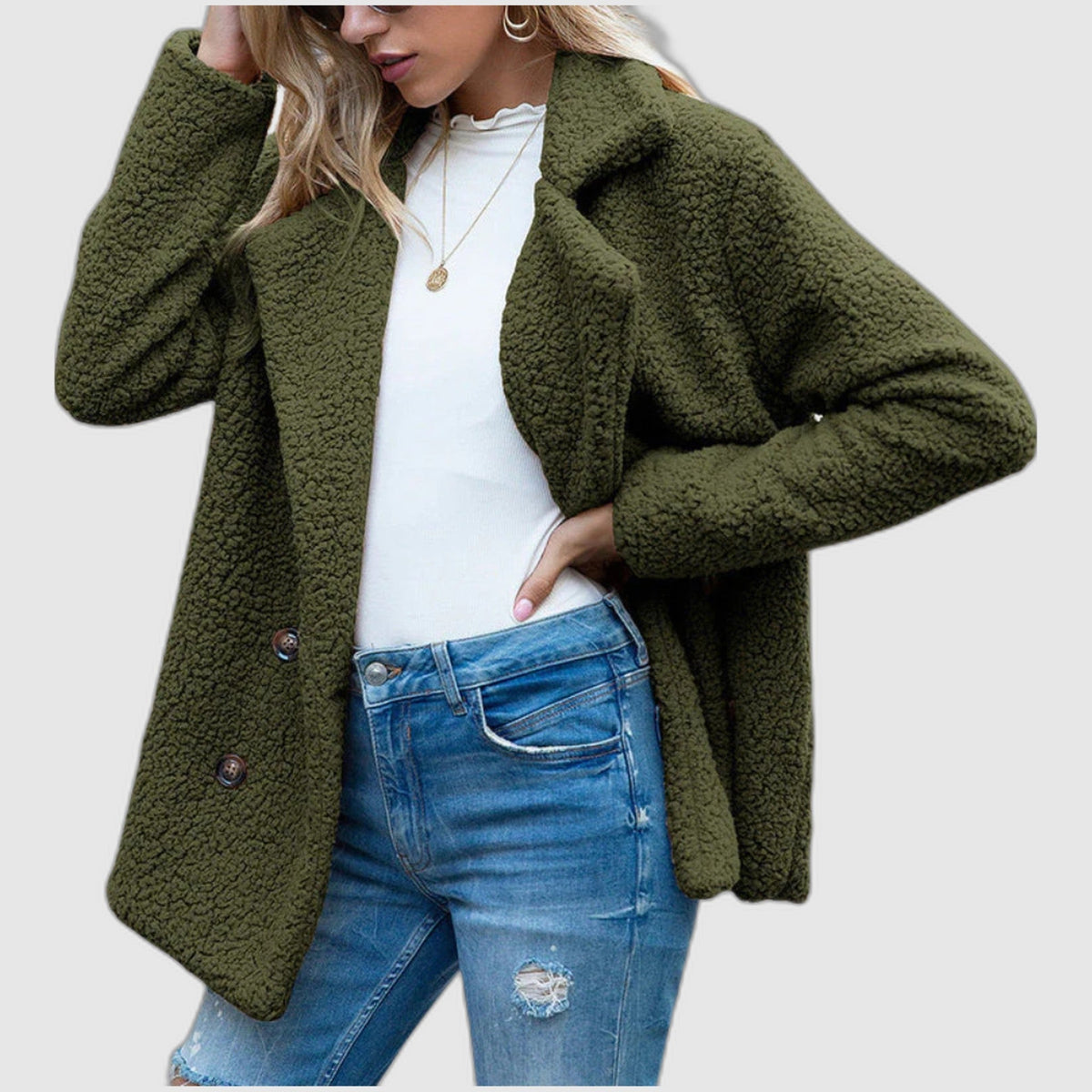 Delia | Abrigo de felpa con cuello