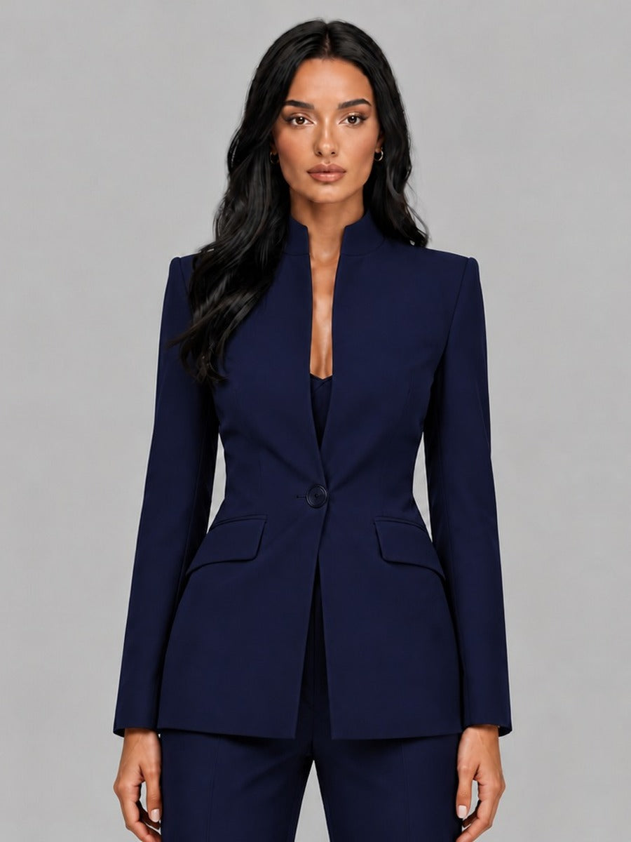 Valentina | Conjunto de dos piezas con blazer de rayas y pantalones acampanados
