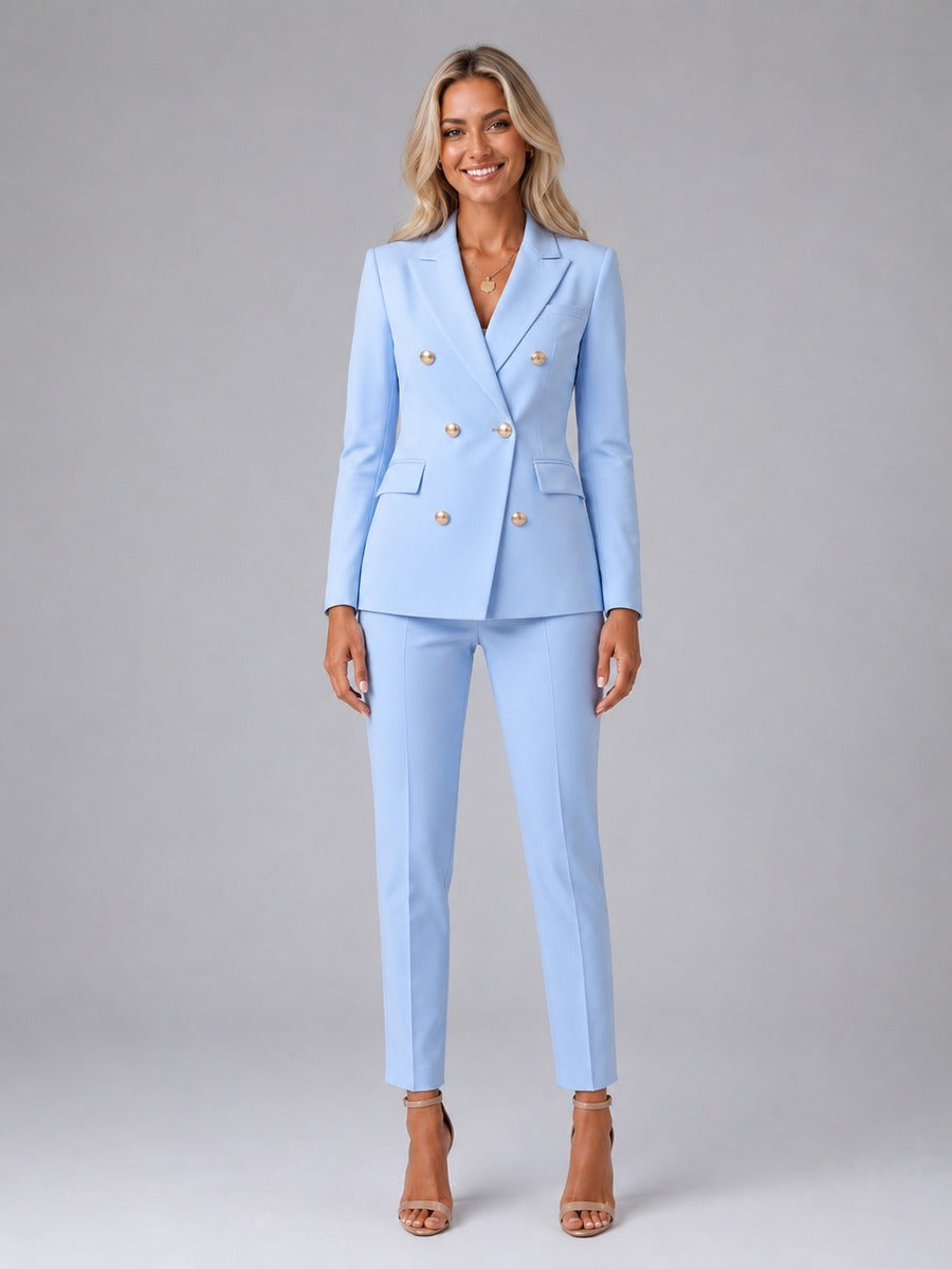 Verdiana | Traje cruzado con solapas de pico y pantalones tobilleros